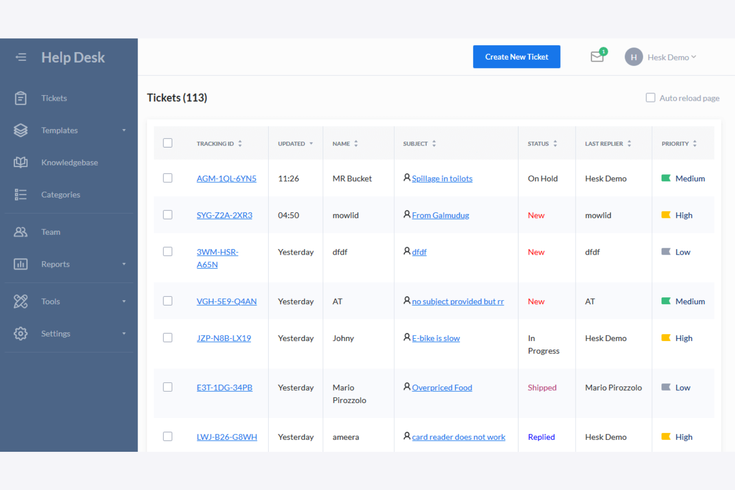 Hesk screenshot - 10 migliori alternative a Spiceworks recensite nel 2026