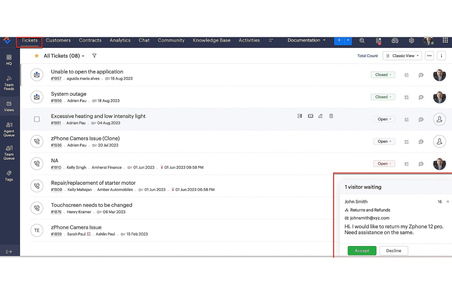 Zoho Desk screenshot - 10 Migliori Software di Chat per Clienti per Piccole Imprese nel 2026