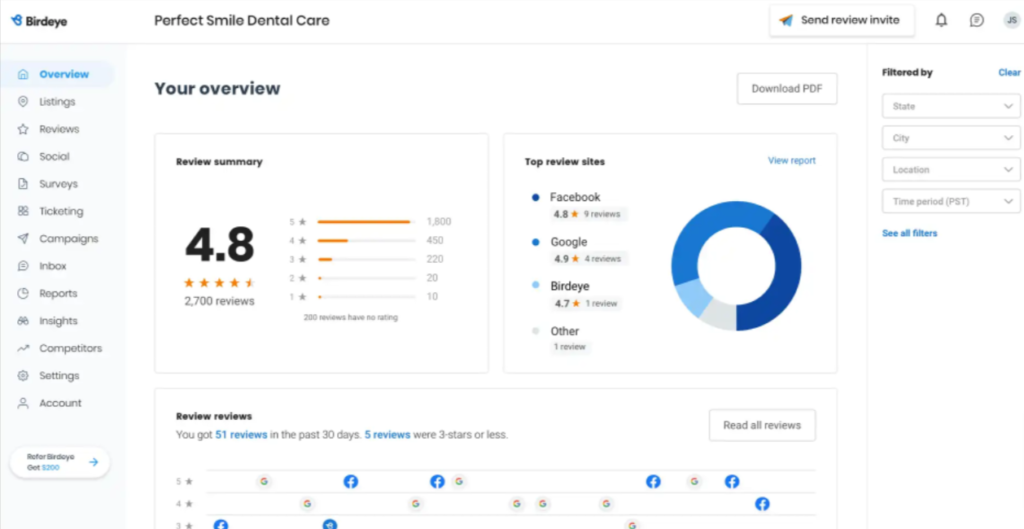Birdeye screenshot - 10 Mejores Programas de Gestión de Opiniones de Clientes de 2026