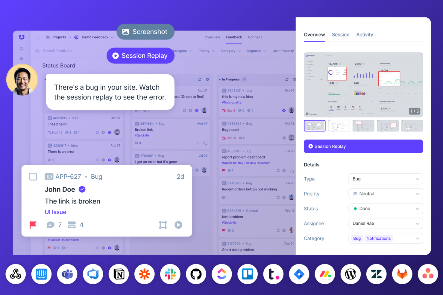 Userback screenshot - 10 Migliori Software per il Feedback dei Clienti del 2026