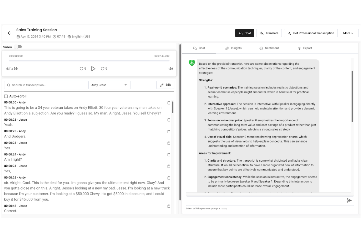 Speak AI screenshot - 10 Migliori Strumenti di Analisi Testuale Recensiti nel 2026