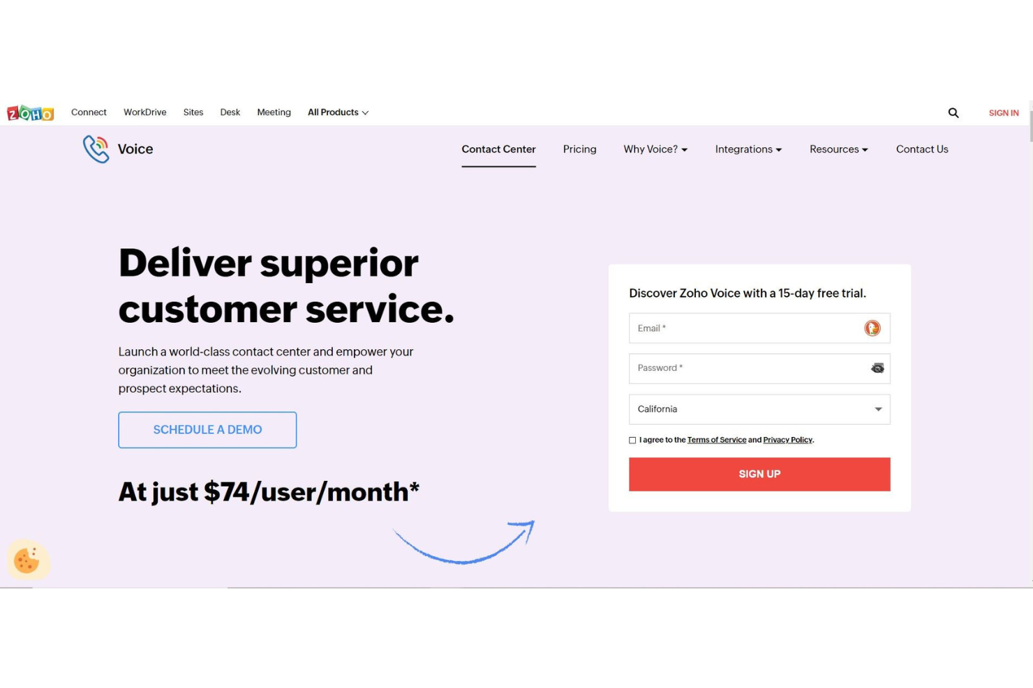 Zoho Voice screenshot - 10 migliori software per call center per piccole imprese nel 2026