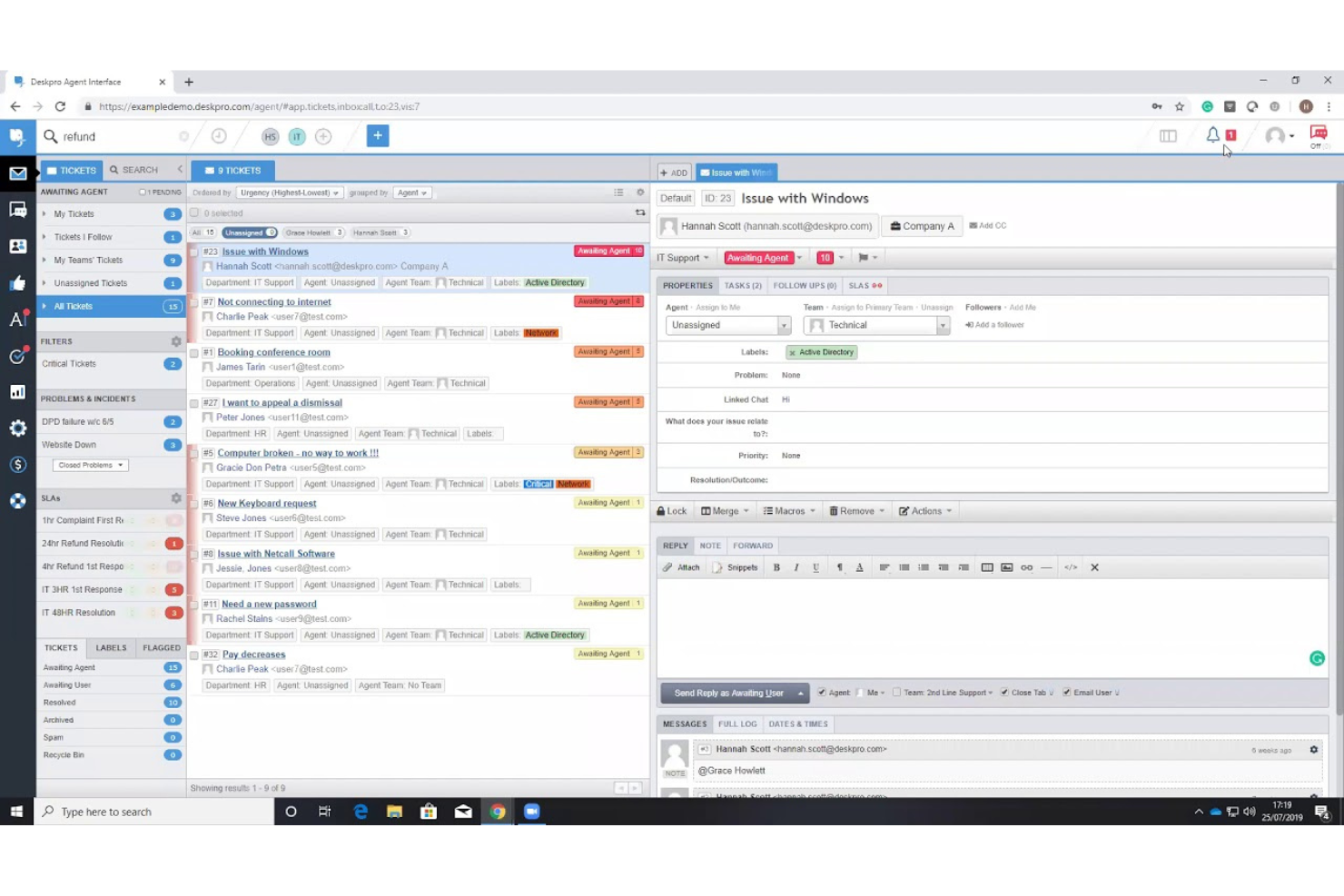 Deskpro screenshot - 10 mejores software de mesa de ayuda local revisados en 2026