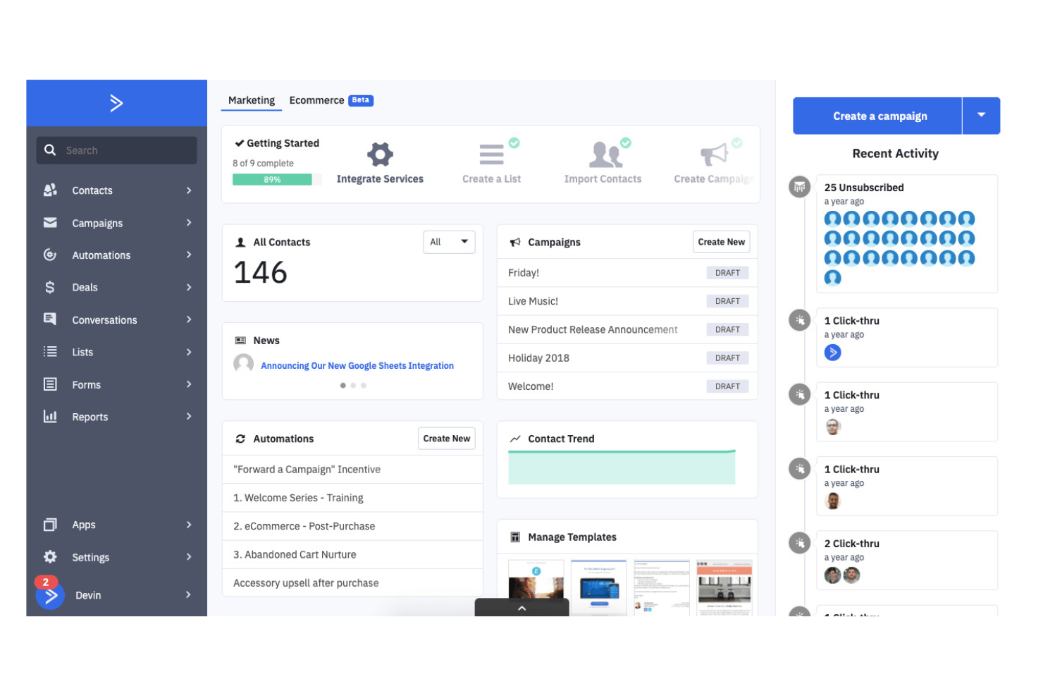 ActiveCampaign screenshot - Le 10 migliori alternative a Keap recensite nel 2026