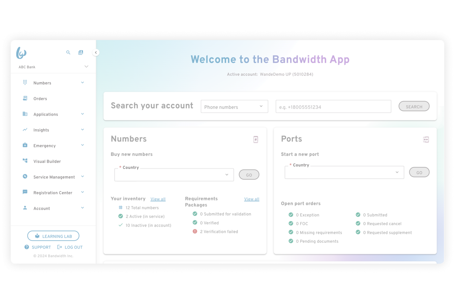 Bandwidth screenshot - 10 migliori alternative a Twilio per 2026