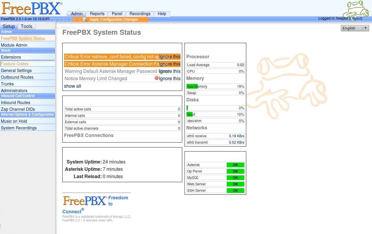 Asterisk screenshot - 10 opciones gratuitas de software para centros de llamadas en 2026