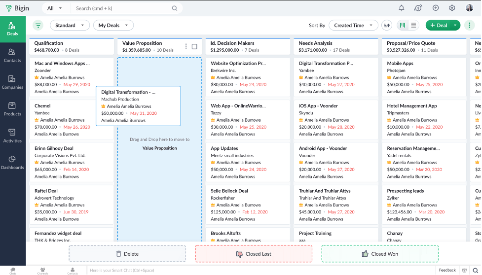 Bigin by Zoho CRM screenshot - 10 Migliori Software per il Monitoraggio dei Clienti nel 2026