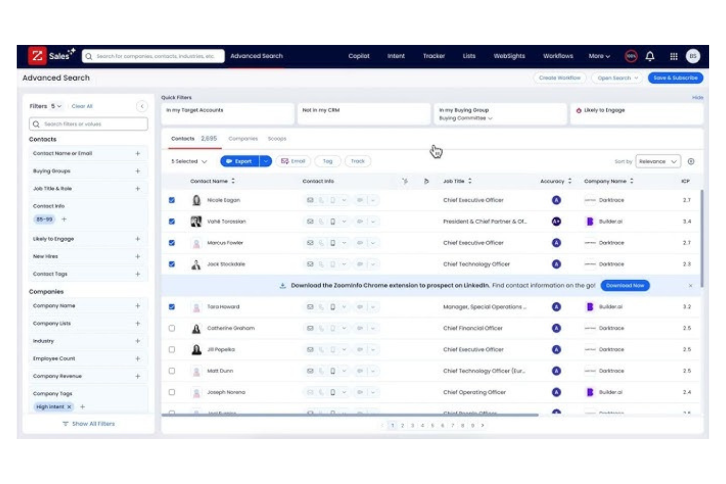 ZoomInfo screenshot - 10 migliori alternative a Salesloft recensite nel 2026