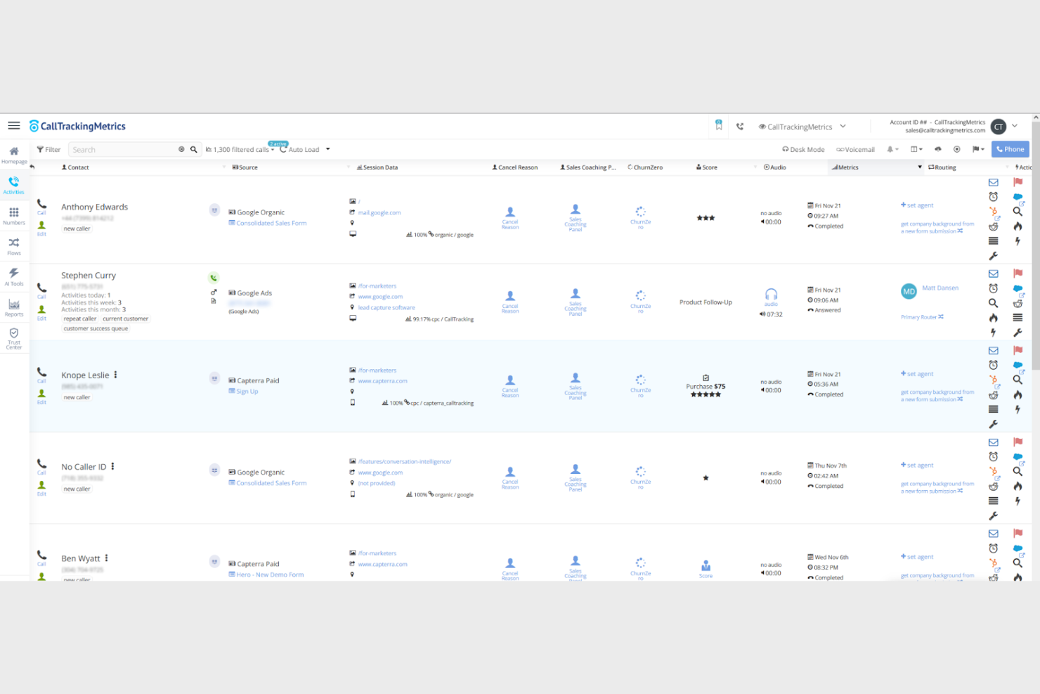 CallTrackingMetrics (CTM) screenshot - 10 Mejores soluciones sencillas de software para centros de llamadas analizadas en 2026