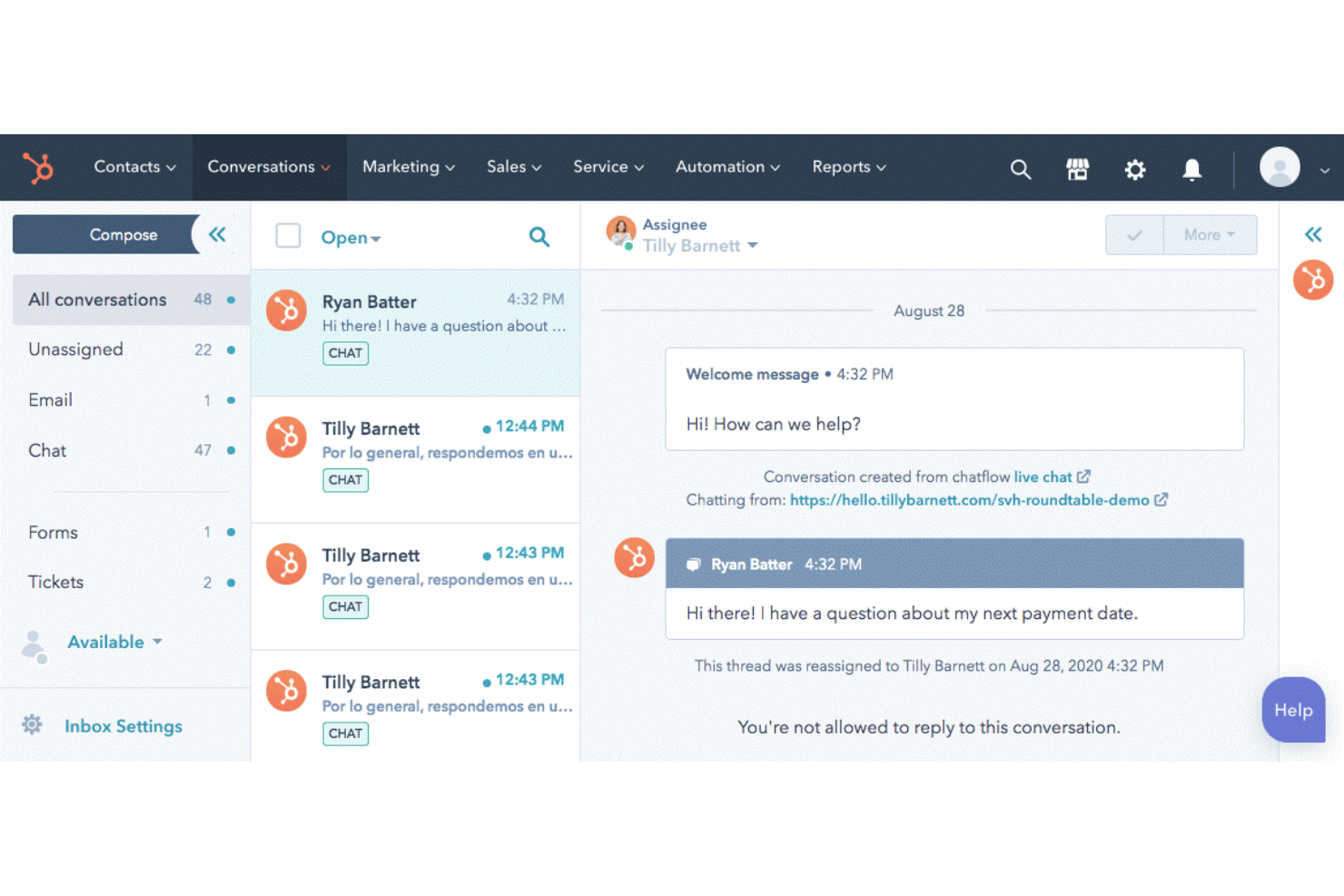 HubSpot Service Hub screenshot - 10 Mejores Herramientas de Gestión de Comunicaciones con Clientes para 2026