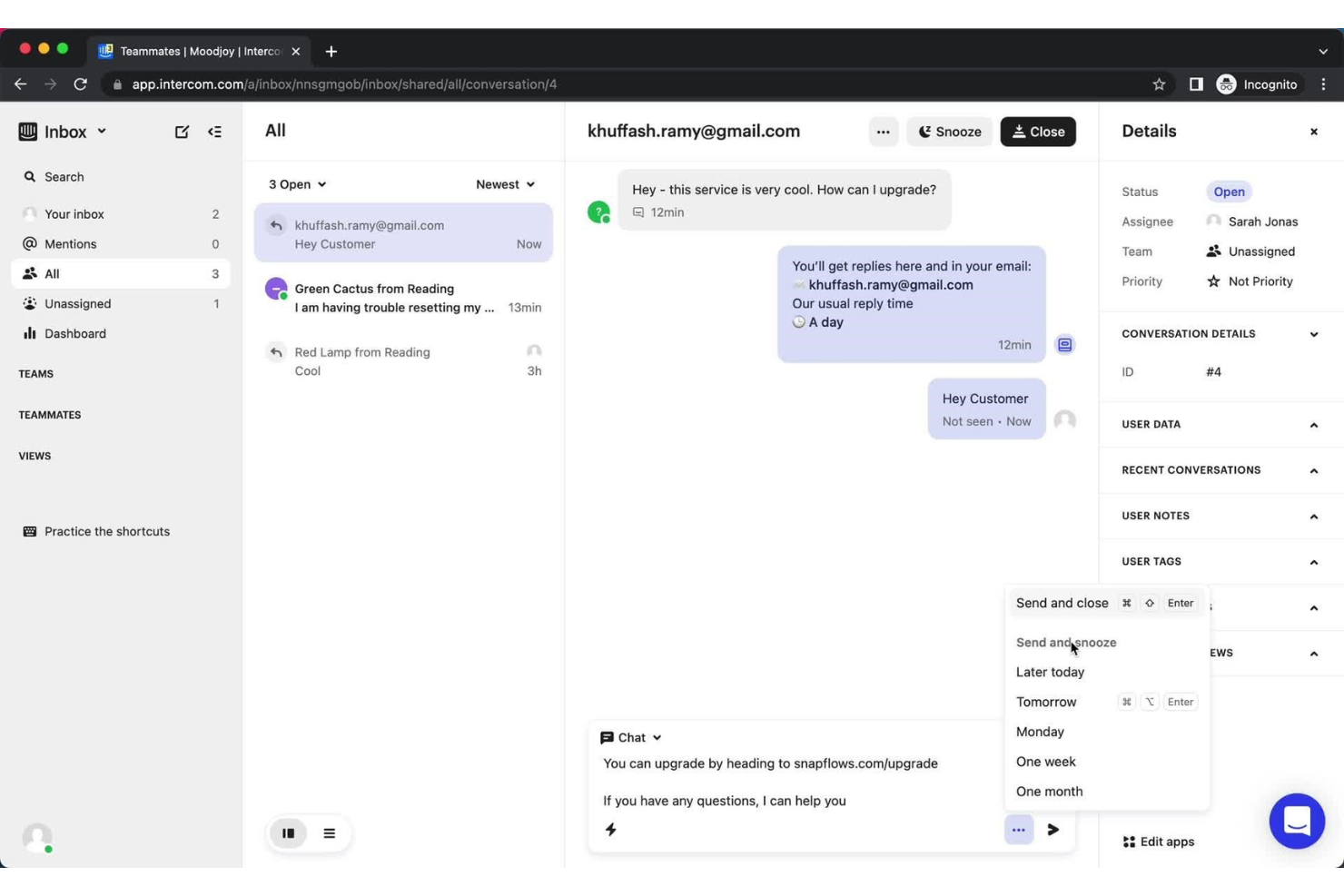 Intercom screenshot - 10 Mejores Herramientas de Gestión de Comunicaciones con Clientes para 2026