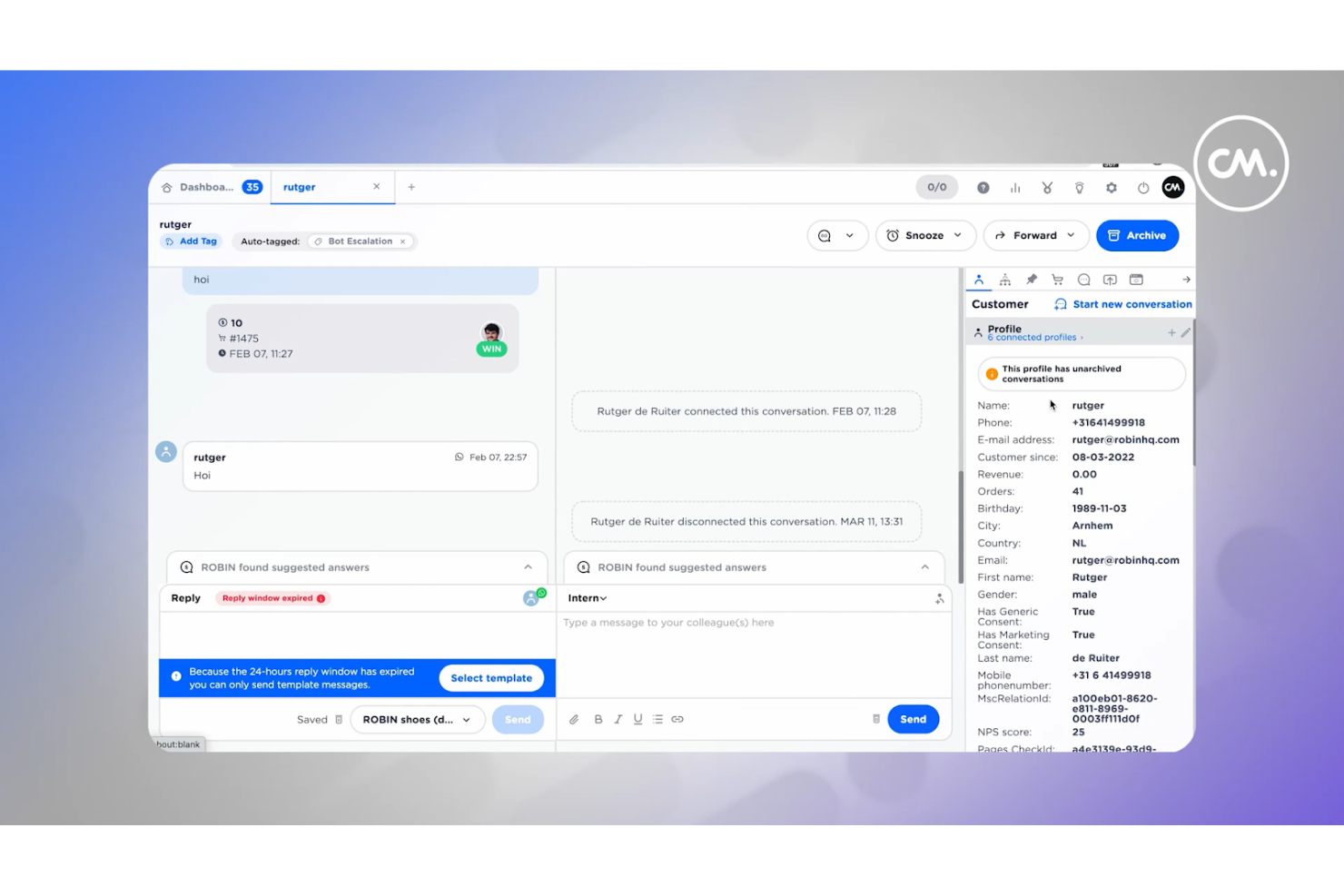 CM.com screenshot - 10 migliori piattaforme di gestione dati clienti in Belgio nel 2026
