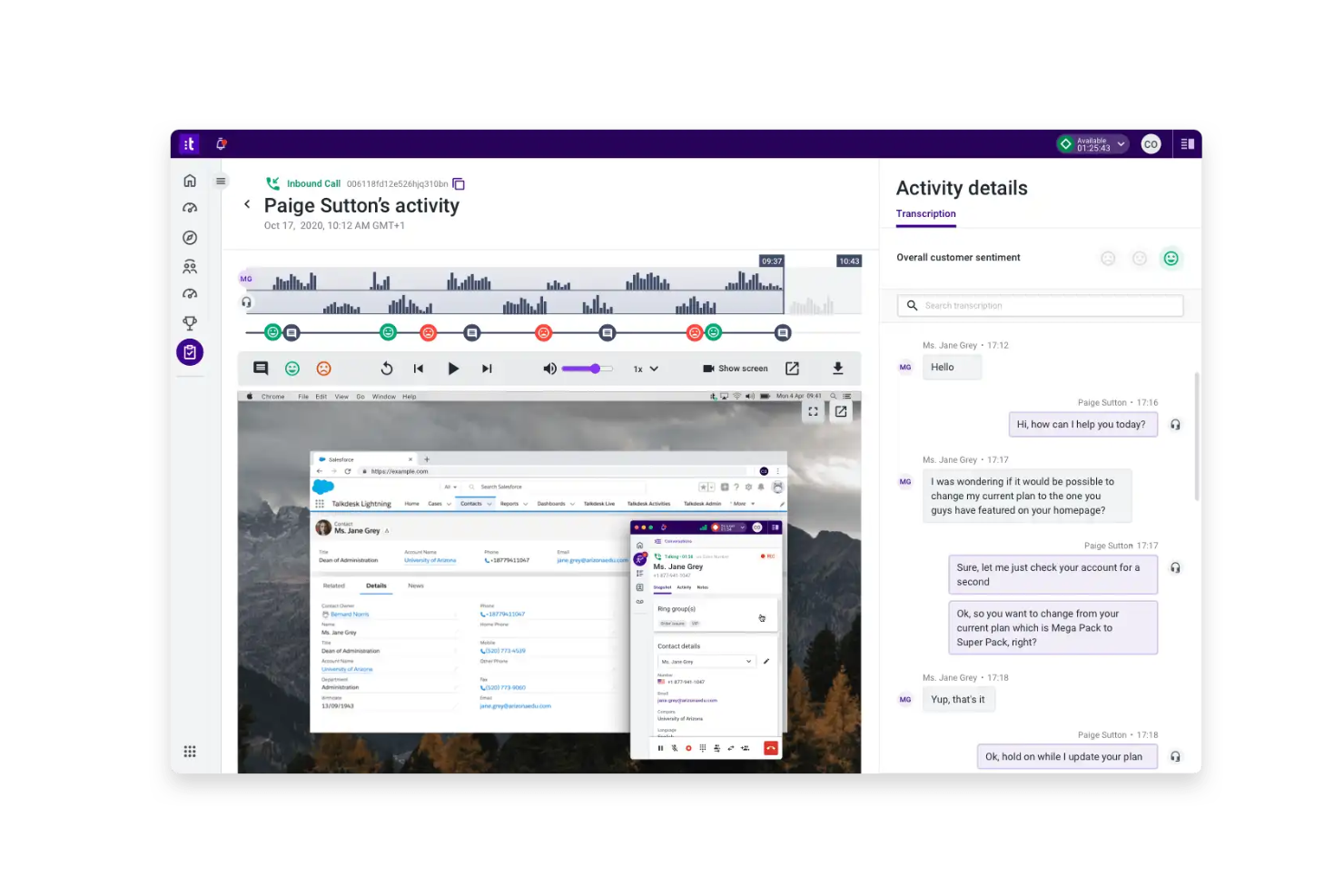 Talkdesk screenshot - 10 Migliori Soluzioni per la Registrazione dei Call Center Recensite nel 2026