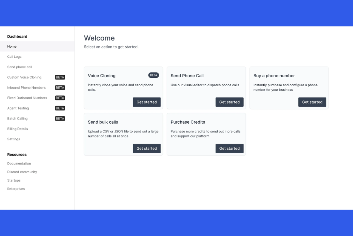 Bland screenshot - 10 migliori alternative a Retell AI recensite nel 2026