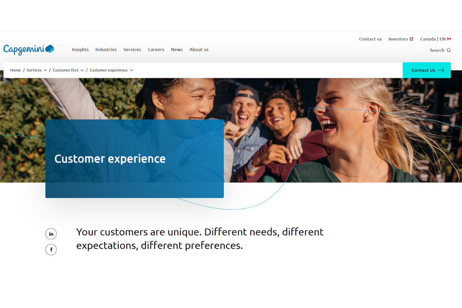 Capgemini screenshot - 10 migliori aziende di monitoraggio dell’esperienza digitale per il 2026