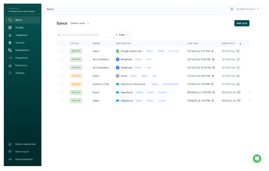 Hightouch screenshot - 10 mejores plataformas de datos de clientes en Melbourne analizadas en 2026