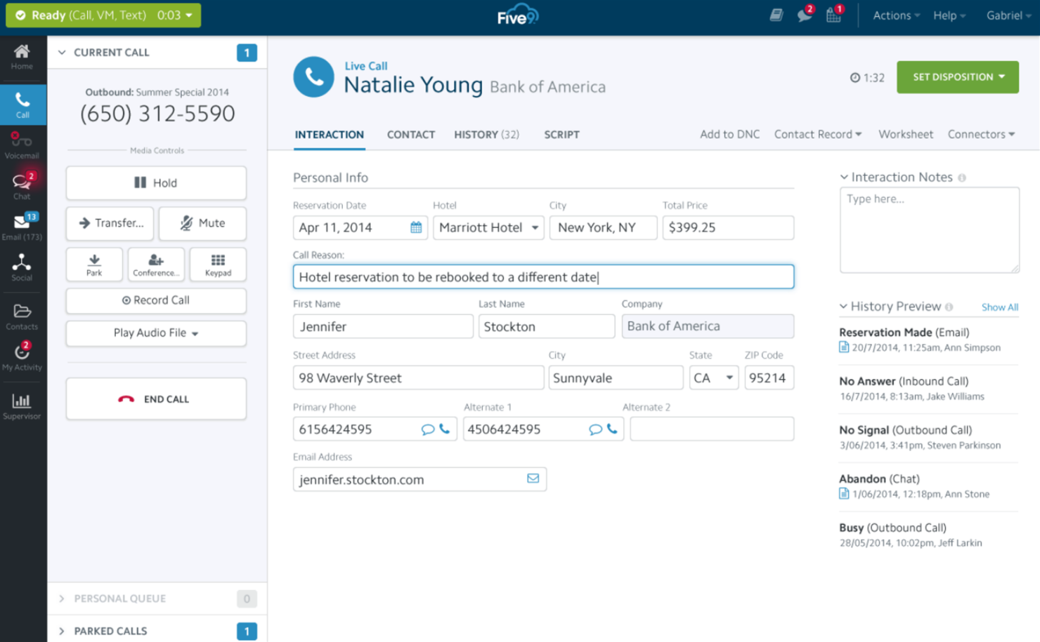 Five9 screenshot - 10 Migliori Soluzioni Software Desktop per Agenti di Call Center nel 2026
