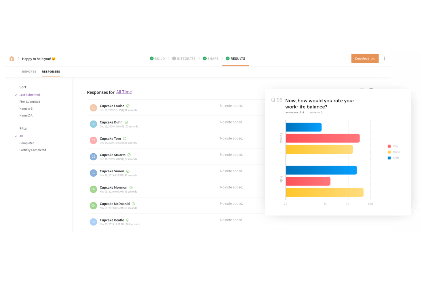 SurveySparrow screenshot - 10 migliori alternative a Qualtrics recensite nel 2026