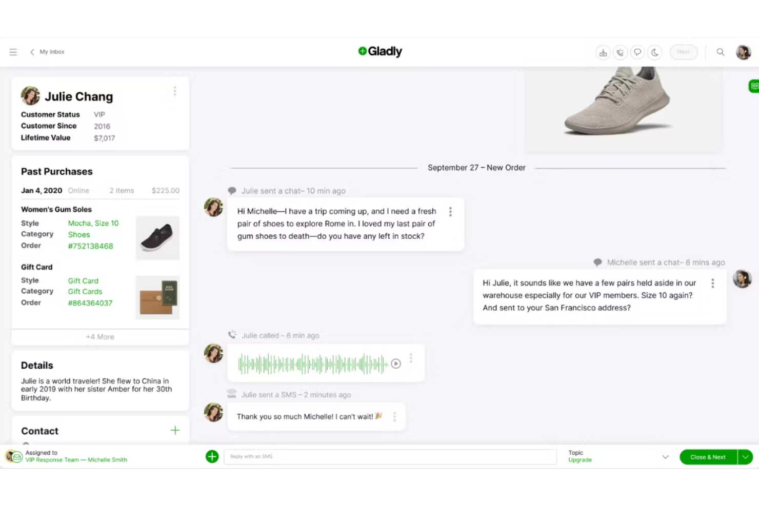 Gladly screenshot - 10 mejores herramientas de gestión de interacciones con clientes para 2026