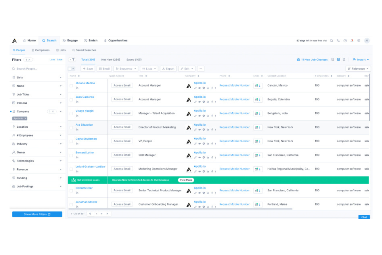 Apollo screenshot - Los 10 mejores competidores de Salesloft analizados en 2026