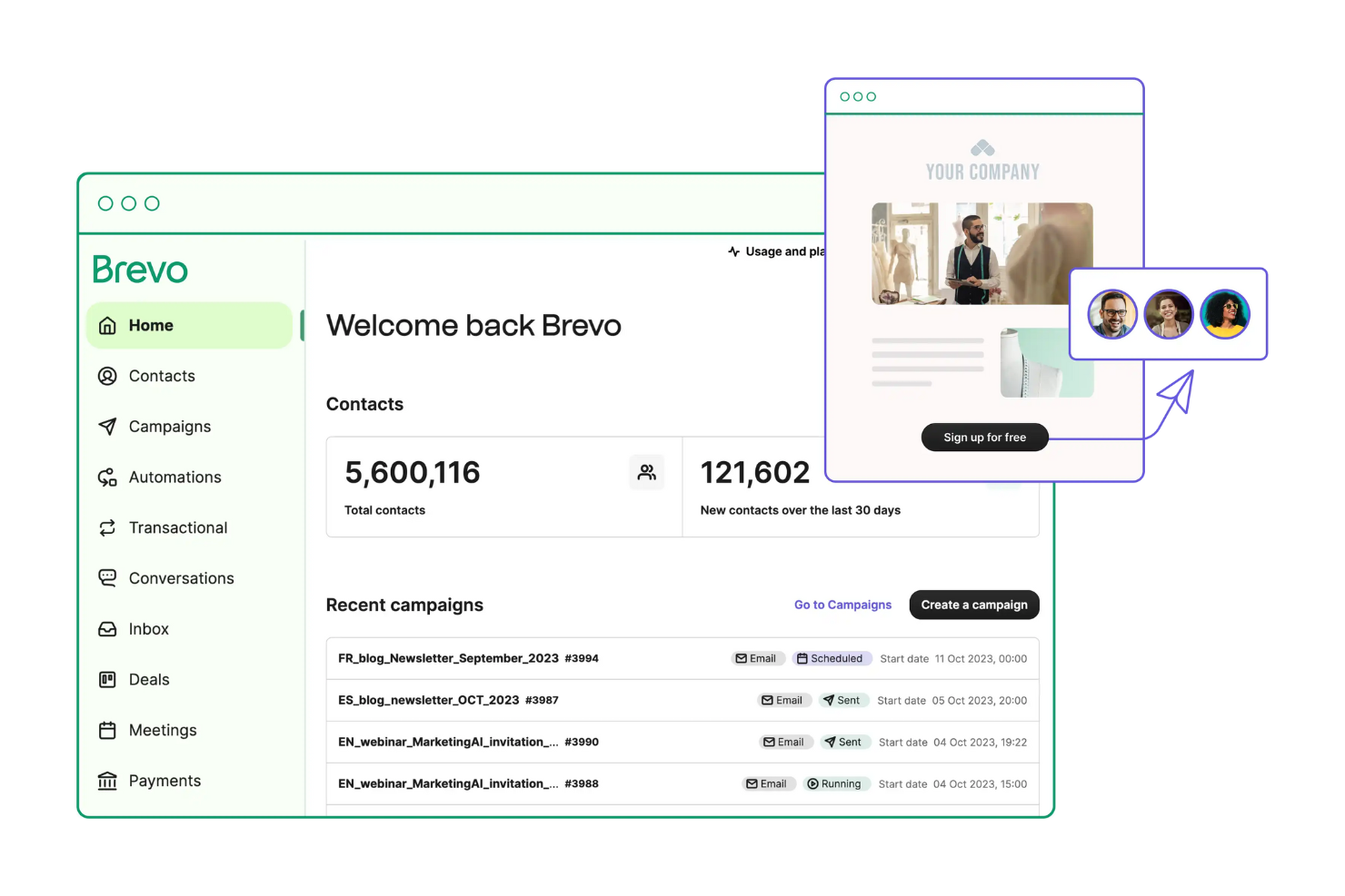 Brevo screenshot - 10 Mejores Alternativas a Keap Analizadas en 2026