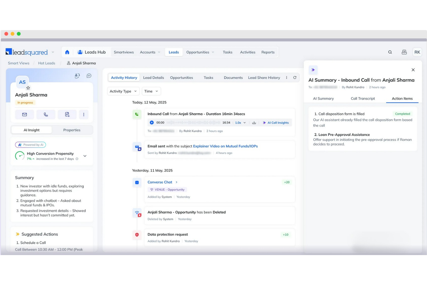 LeadSquared screenshot - 10 Mejores Competidores de Freshworks en 2026