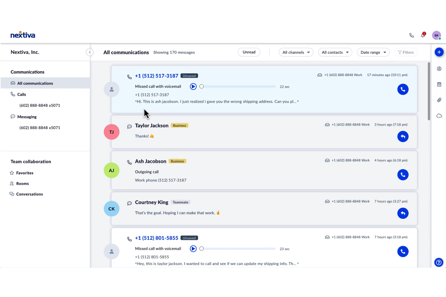 Nextiva screenshot - 10 migliori soluzioni software per contact center aziendali per piccole imprese nel 2026