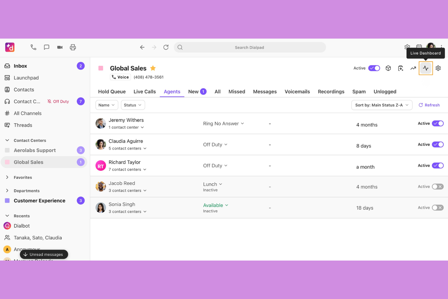 Dialpad screenshot - 10 migliori soluzioni software CRM per call center recensite nel 2026