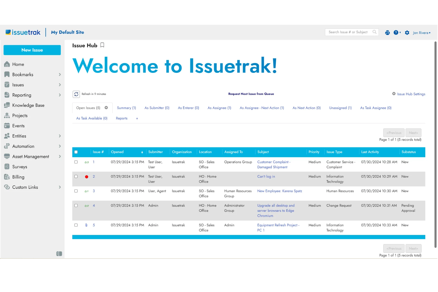 Issuetrak screenshot - 10 Mejores Alternativas a HappyFox Revisadas en 2026