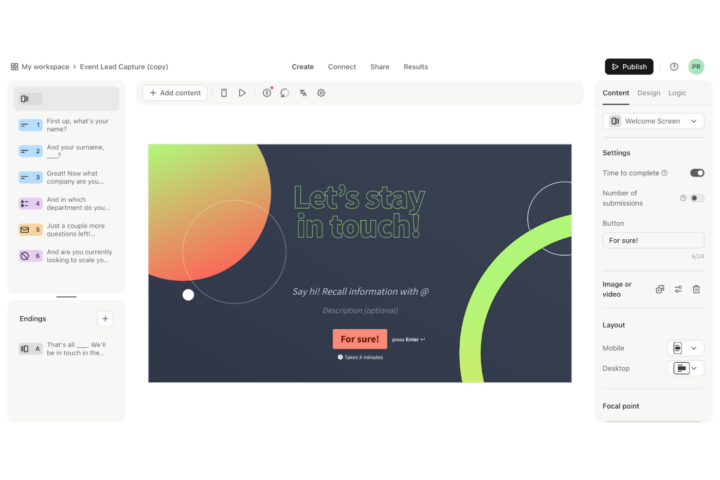 Typeform screenshot - 10 Mejores Apps de Encuestas Analizadas en 2026