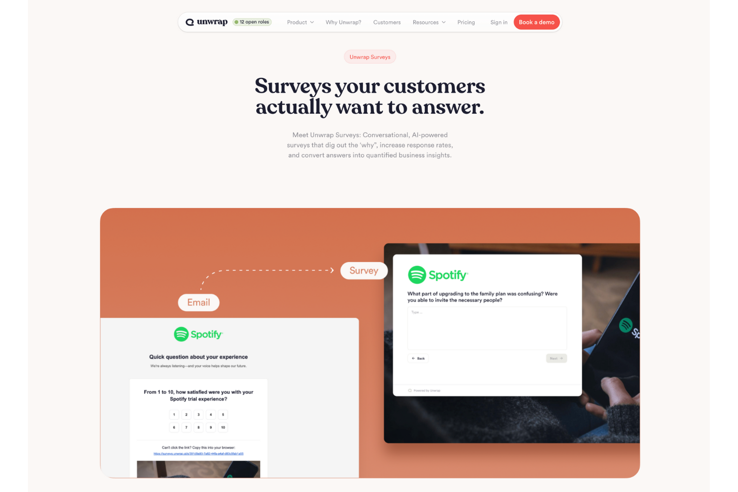 Unwrap screenshot - 10 migliori alternative a SurveyMonkey recensite nel 2026