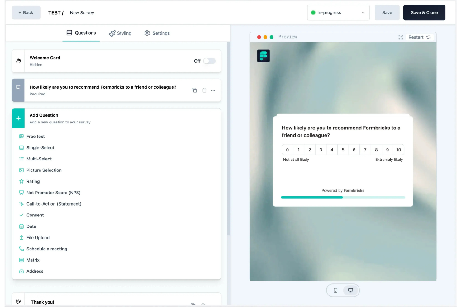 Formbricks screenshot - Le 10 migliori soluzioni di software per sondaggi aziendali per il 2026