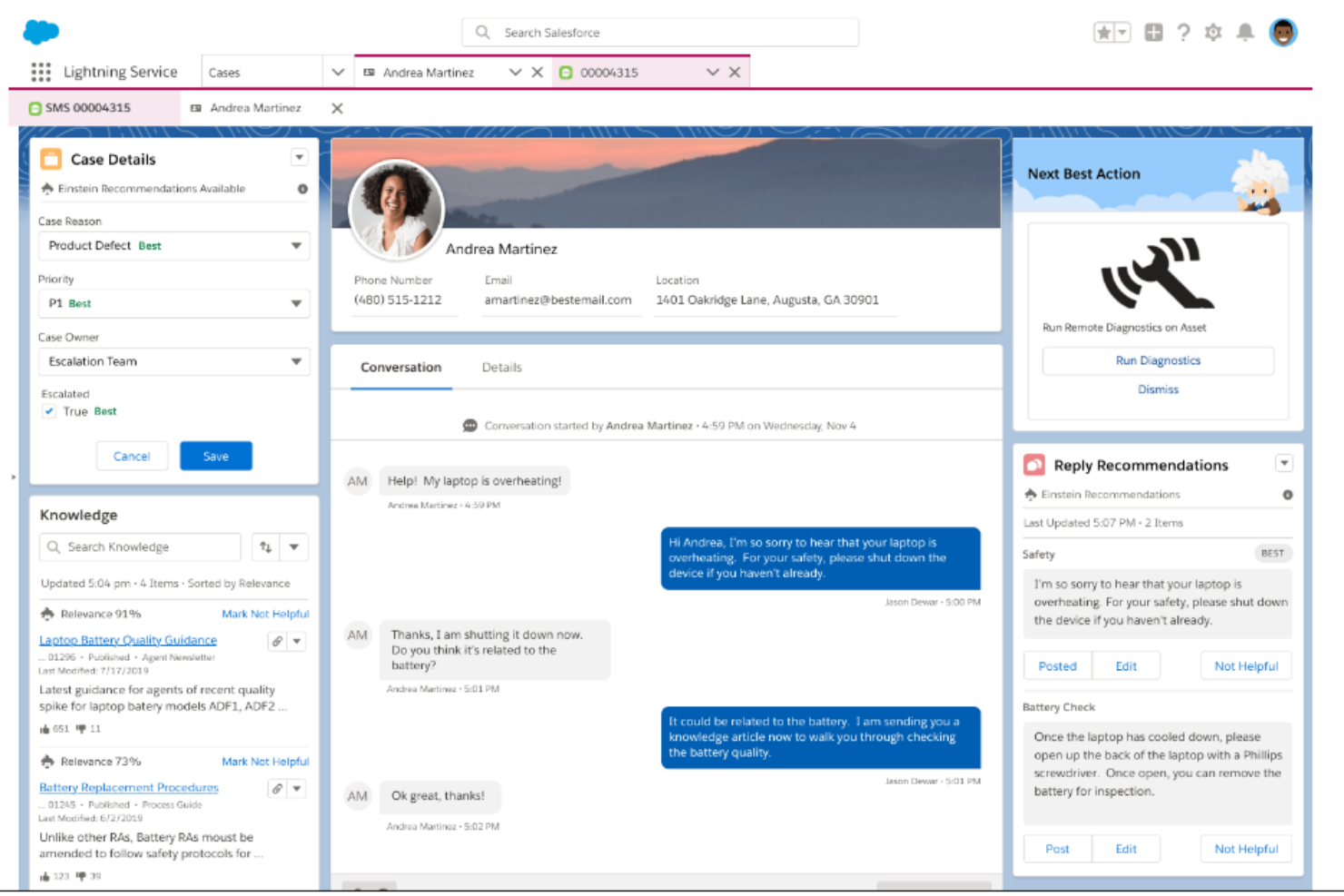 Agentforce Service (formerly Service Cloud) screenshot - 10 mejores programas de gestión de personal para centros de llamadas de 2026
