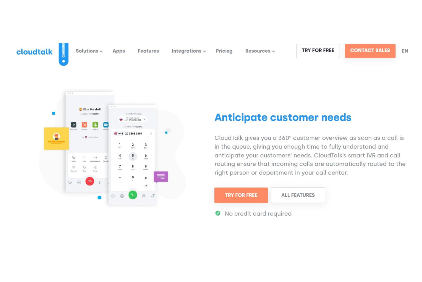 CloudTalk screenshot - I 10 Migliori Software di Gestione della Forza Lavoro per Call Center del 2026
