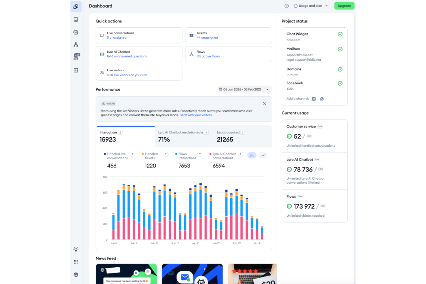 Tidio screenshot - 10 Mejores Software de Seguimiento de Clientes en 2026