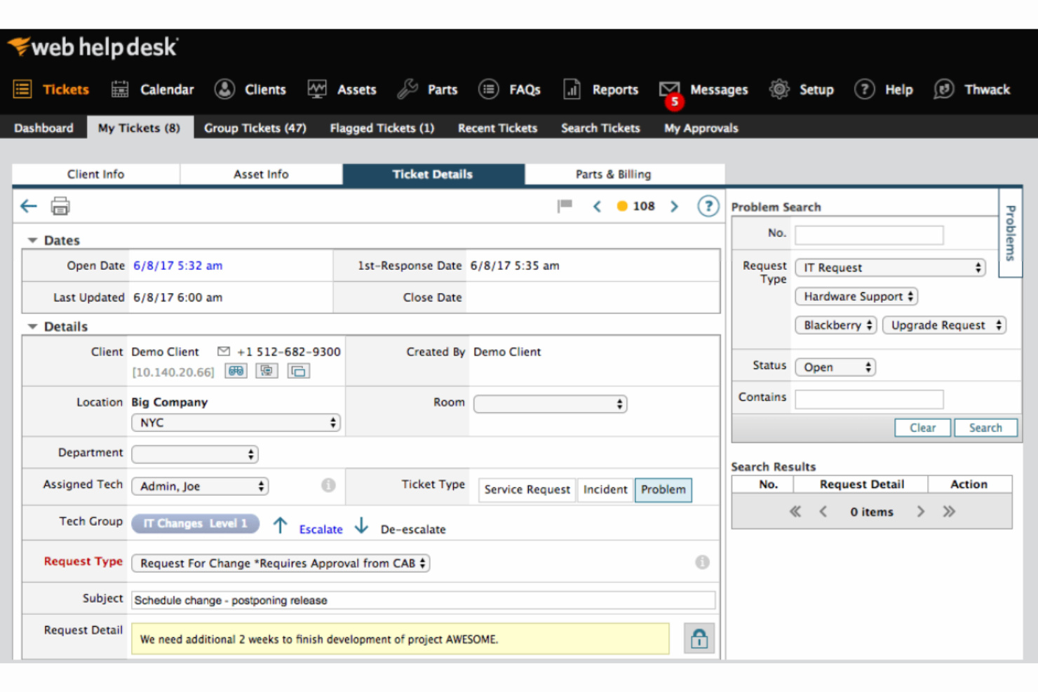 SolarWinds Web Help Desk screenshot - 10 migliori alternative a osTicket recensite nel 2026