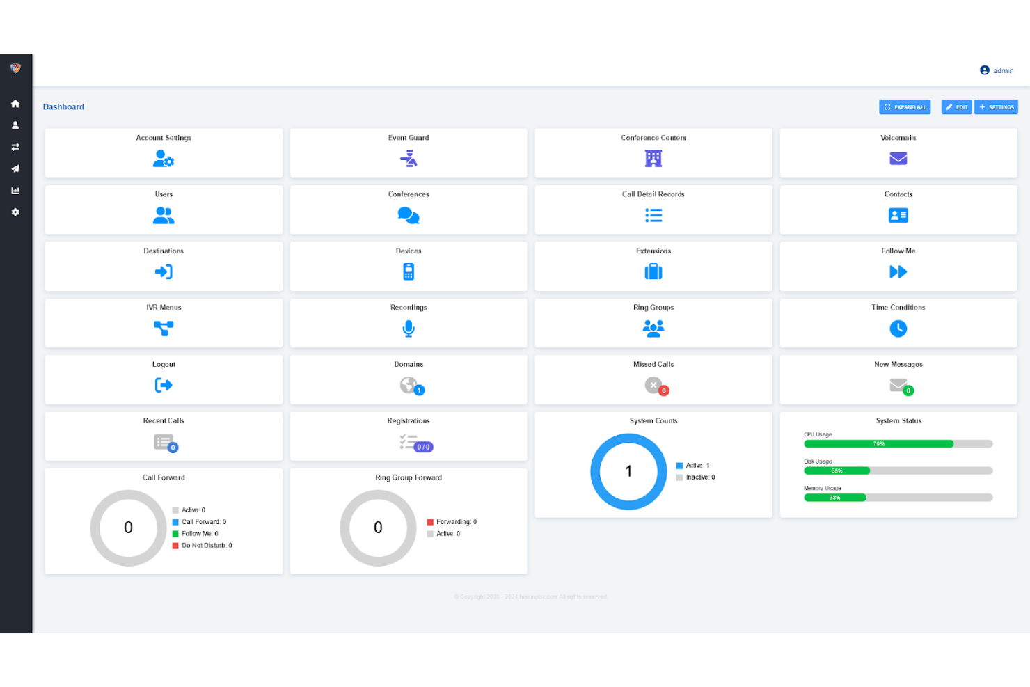 FusionPBX screenshot - Le 10 migliori soluzioni software VoIP per call center recensite nel 2026