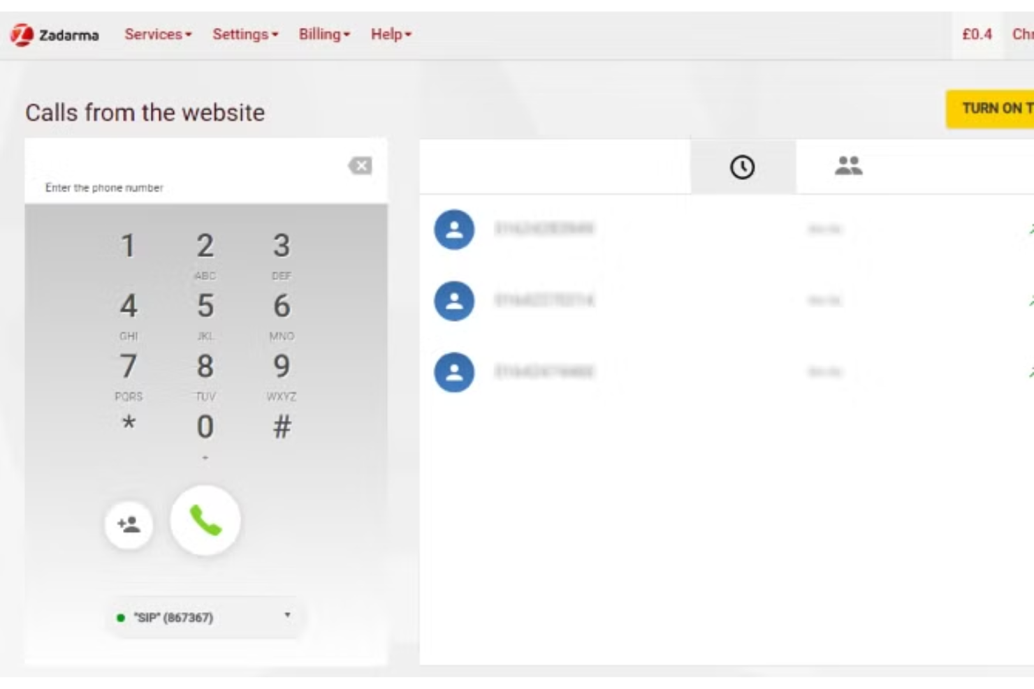 Zadarma screenshot - 13 meilleurs services VoIP gratuits en 2026