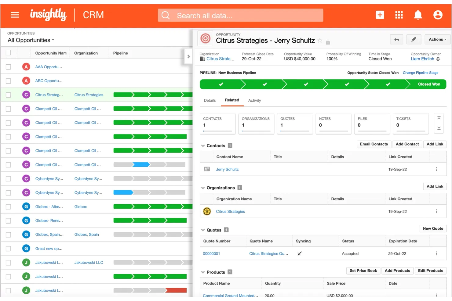 Insightly screenshot - 10 beste alternatieven voor Zoho CRM voor klantenservice in 2026