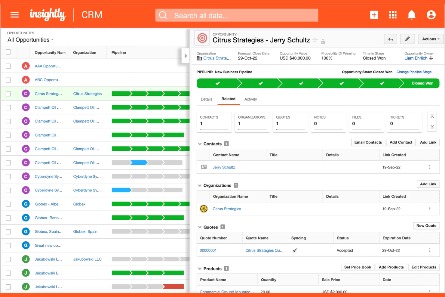 Insightly screenshot - 10 bästa alternativen till Bitrix24 2026