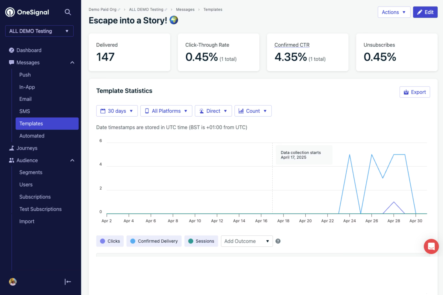 OneSignal screenshot - Las 10 mejores alternativas a Customer.io analizadas en 2026