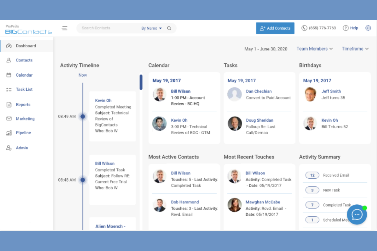 BIGContacts screenshot - 10 principales alternativas a monday CRM para 2026 con funciones destacadas