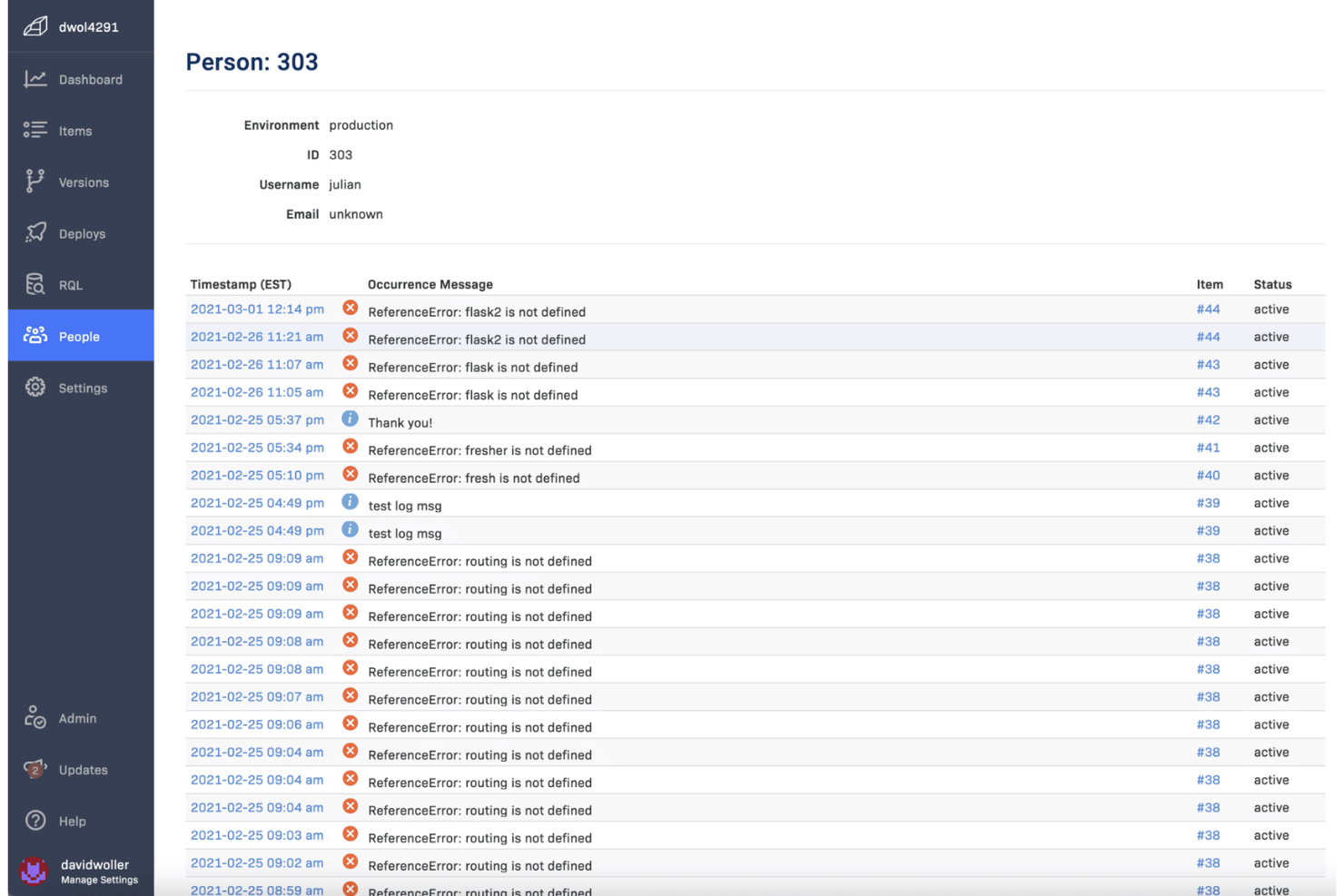 Rollbar screenshot - 10 beste Sentry-alternatieven geselecteerd voor 2026