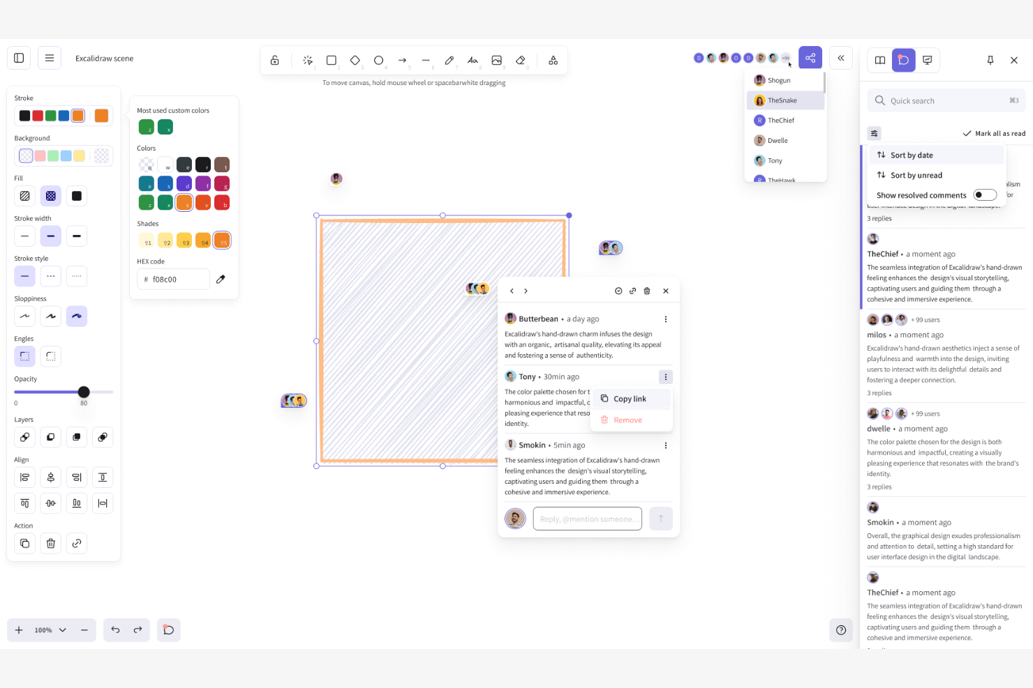 Excalidraw screenshot - Le 10 migliori alternative a Miro nel 2026