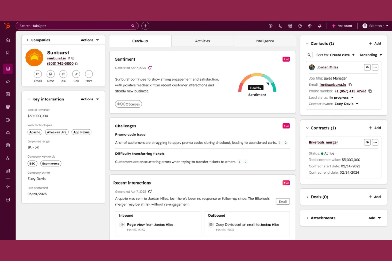 HubSpot CRM screenshot - 10 principales alternativas a monday CRM para 2026 con funciones destacadas