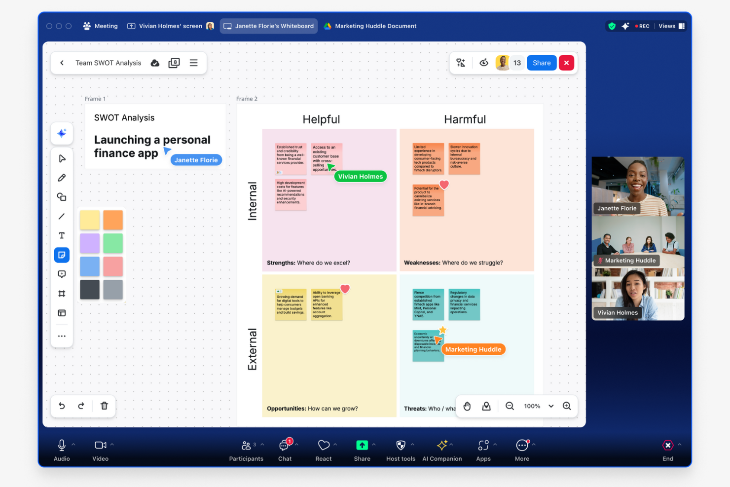 Zoom Whiteboard screenshot - Le 10 migliori alternative a Miro nel 2026