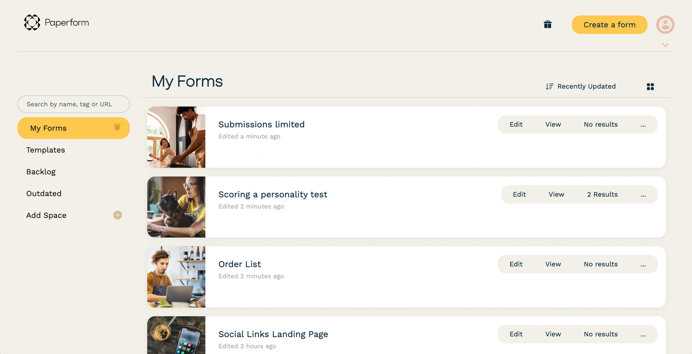 Paperform screenshot - 10 beste Jotform-alternatieven beoordeeld in 2026
