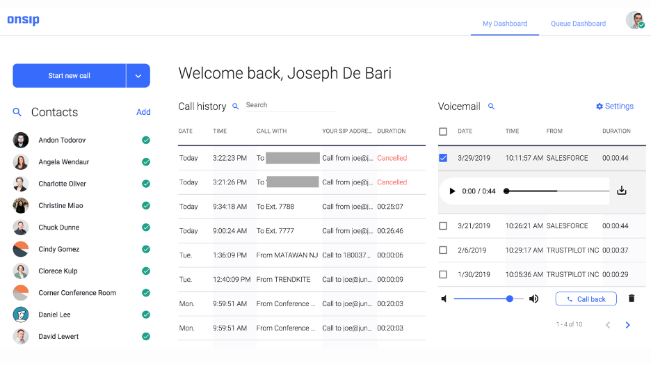 OnSIP screenshot - Las 10 mejores alternativas a RingCentral analizadas en 2026