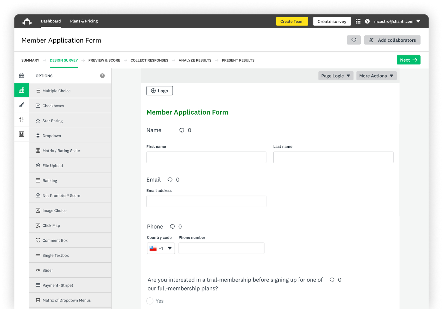 SurveyMonkey screenshot - Die 10 besten Jotform-Alternativen im Test 2026