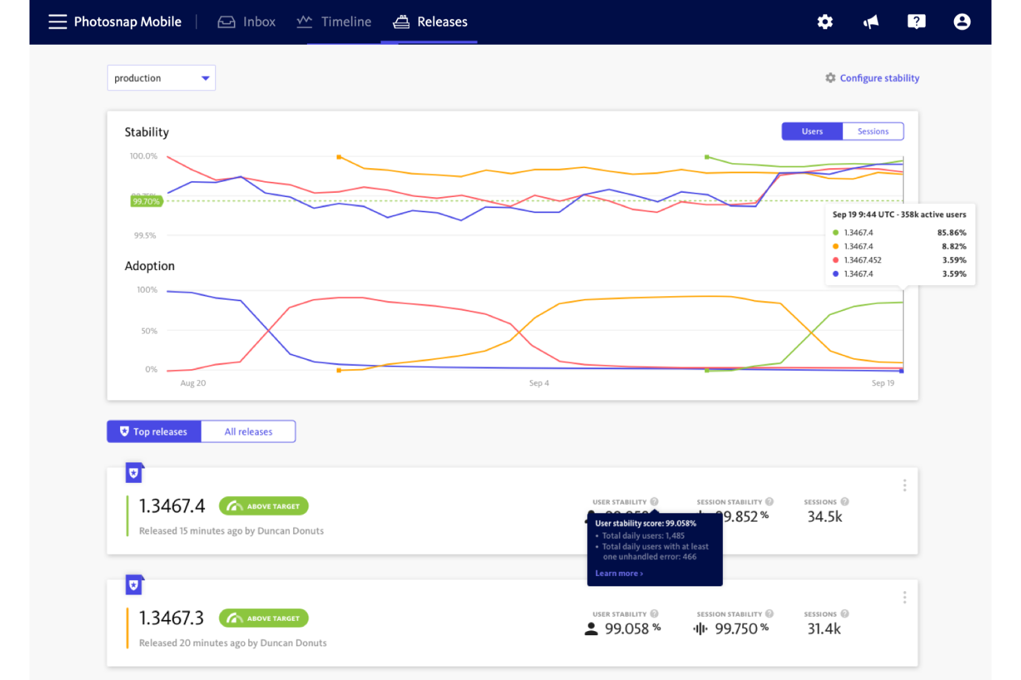 BugSnag screenshot - 10 beste Sentry-alternatieven geselecteerd voor 2026